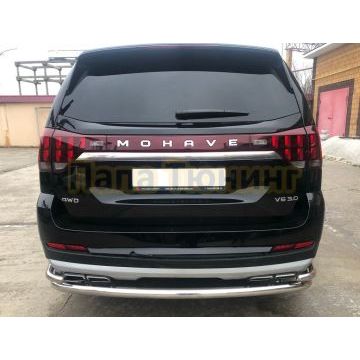 Защита заднего бампера угловая большая двойная (кроме Корейских производителей авто) d60/42 Папа Тюнинг для Kia Mohave 2021-