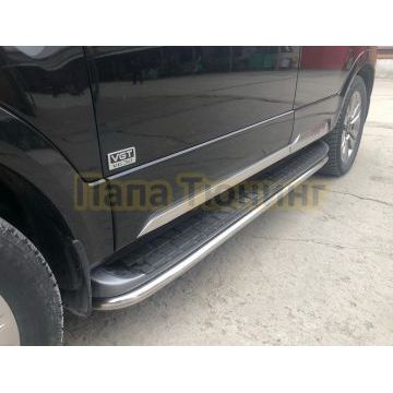 Защита штатного порога труба d42 Папа Тюнинг для Kia Mohave 2021-