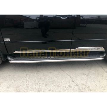 Защита штатного порога труба d42 Папа Тюнинг для Kia Mohave 2021-