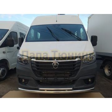 Защита переднего бампера двойная d60/42 Папа Тюнинг для ГАЗель Next NN 2021-