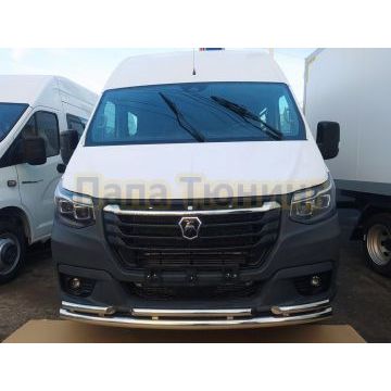 Защита переднего бампера тройная d60/42 Папа Тюнинг для ГАЗель Next NN 2021-