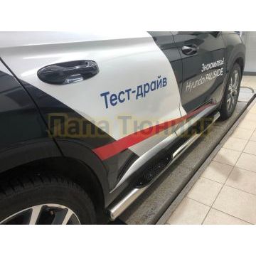 Пороги труба с проступью d76 Папа Тюнинг для Hyundai Palisade 2021-