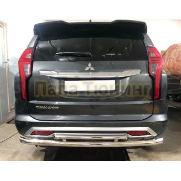 Защита заднего бампера двойная d60/42 Папа Тюнинг для Mitsubishi Pajero Sport 2021-