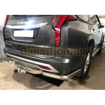 Защита заднего бампера уголки d60 Папа Тюнинг для Mitsubishi Pajero Sport 2021-