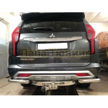 Защита заднего бампера уголки d60 Папа Тюнинг для Mitsubishi Pajero Sport 2021-