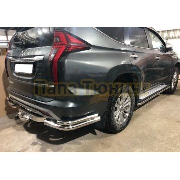 Защита штатного порога d42 Папа Тюнинг для Mitsubishi Pajero Sport 2021-