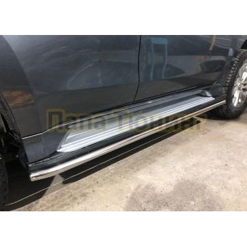 Защита штатного порога d42 Папа Тюнинг для Mitsubishi Pajero Sport 2021-