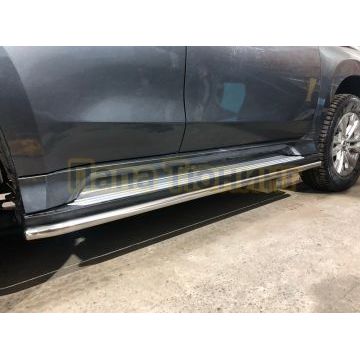 Защита штатного порога d42 Папа Тюнинг для Mitsubishi Pajero Sport 2021-