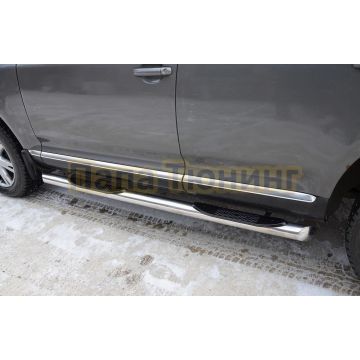 Пороги труба с проступью d76 Папа Тюнинг для Volkswagen T5 2003-2009