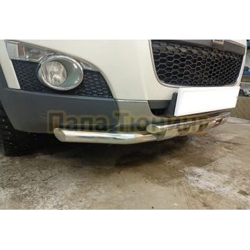 Защита переднего бампера двойная с перемычками d60/42 Папа Тюнинг для Chevrolet Captiva 2012-