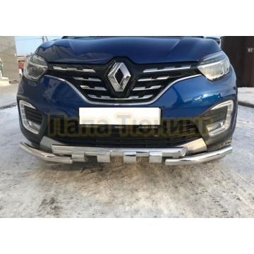 Защита переднего бампера G 60/60 Папа Тюнинг для Renault Kaptur 2020-