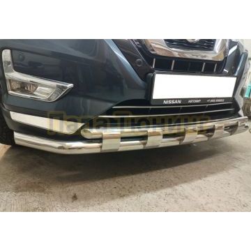 Защита переднего бампера двойная с перемычками Папа Тюнинг d60/42 для Nissan X-trail T32 2018-