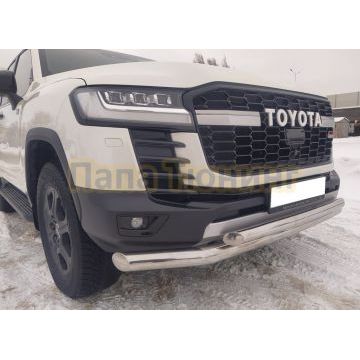 Защита переднего бампера двойная Папа Тюнинг d76/60 для Toyota Land Cruiser 300 GR Sport 2021-