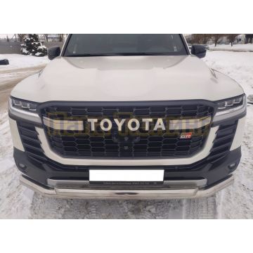 Защита переднего бампера двойная Папа Тюнинг d76/60 для Toyota Land Cruiser 300 GR Sport 2021-