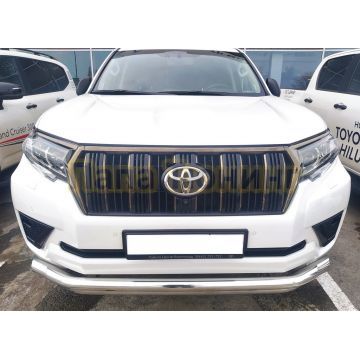 Защита переднего бампера двойная с подгибами Папа Тюнинг d76/60 для Toyota Land Cruiser Prado 150 2017-