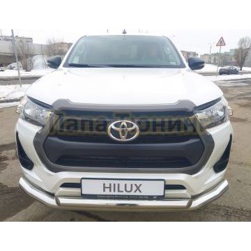 Защита переднего бампера двойная Папа Тюнинг d76/60 для Toyota Hilux 2020-