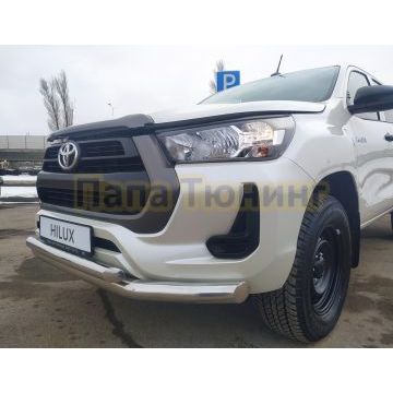Защита переднего бампера двойная Папа Тюнинг d76/60 для Toyota Hilux 2020-