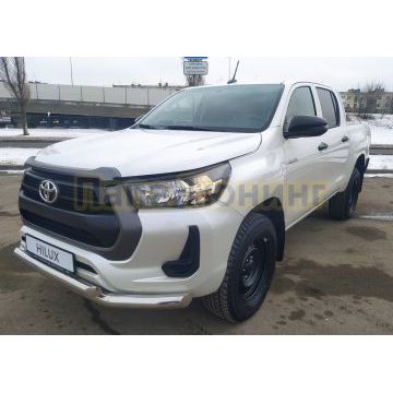 Защита переднего бампера двойная Папа Тюнинг d76/60 для Toyota Hilux 2020-