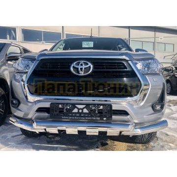 Защита переднего бампера (G) Папа Тюнинг d76 для Toyota Hilux 2020-