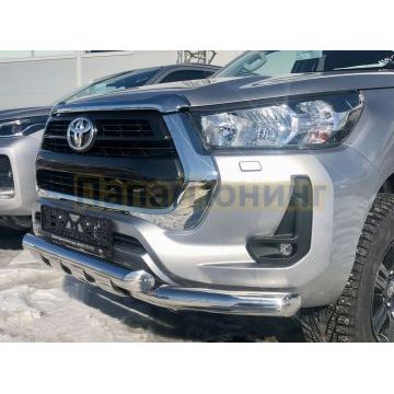 Защита переднего бампера (G) Папа Тюнинг d76 для Toyota Hilux 2020-