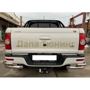 Защита заднего бампера уголки двойные Папа Тюнинг d60/42 для JAC T6