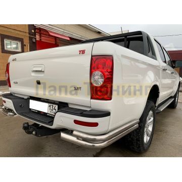 Защита заднего бампера уголки двойные Папа Тюнинг d60/42 для JAC T6