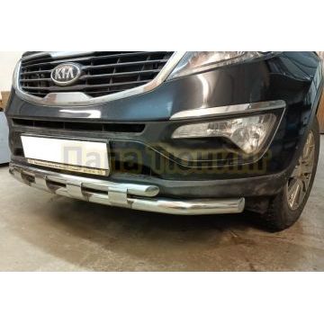 Защита переднего бампера двойная с перемычками Папа Тюнинг d60/42 для Kia Sportage 2010-2015