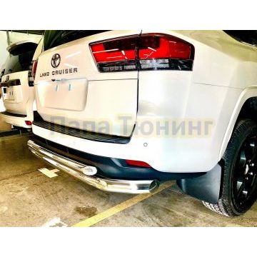 Защита заднего бампера двойная d76/60 Папа Тюнинг Toyota Land Cruiser 300 2021-