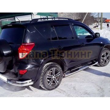 Пороги труба с проступью d76 Папа Тюнинг для Toyota Rav4 2006-2009