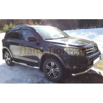 Пороги труба с проступью d76 Папа Тюнинг для Toyota Rav4 2006-2009