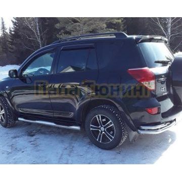 Пороги труба с проступью d76 Папа Тюнинг для Toyota Rav4 2006-2009