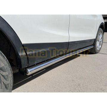 Защита штатного порога труба d60 Папа Тюнинг для Nissan Qashqai 2015-2019
