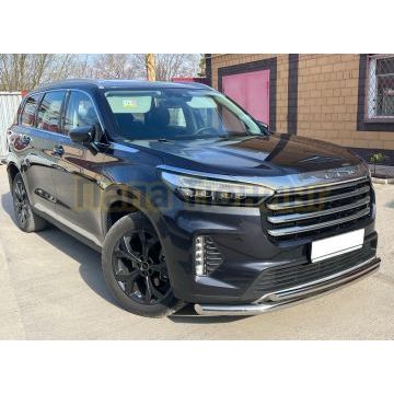 Защита переднего бампера двойная d60/42 Папа Тюнинг для CheryExeed VX 2022-