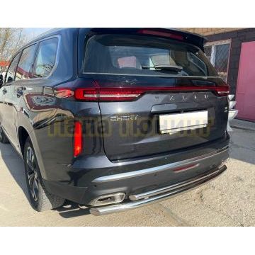 Защита заднего бампера двойная d60/42 Папа Тюнинг для CheryExeed VX 2022-