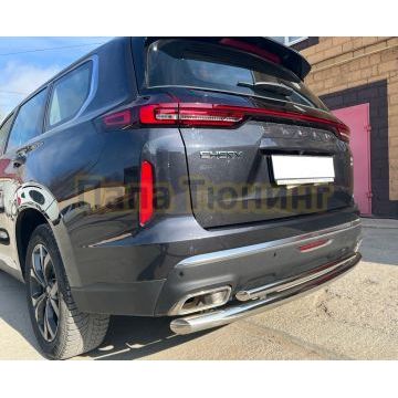 Защита заднего бампера двойная d60/42 Папа Тюнинг для CheryExeed VX 2022-