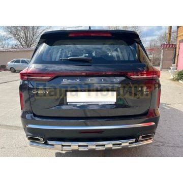 Защита заднего бампера двойная с перемычками d60/42 Папа Тюнинг для CheryExeed VX 2022-