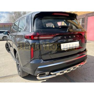 Защита заднего бампера двойная с перемычками d60/42 Папа Тюнинг для CheryExeed VX 2022-