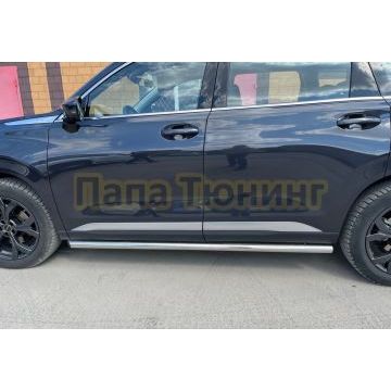 Защита штатного порога труба d60 Папа Тюнинг для CheryExeed VX 2022-