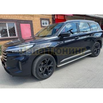 Защита штатного порога труба d60 Папа Тюнинг для CheryExeed VX 2022-