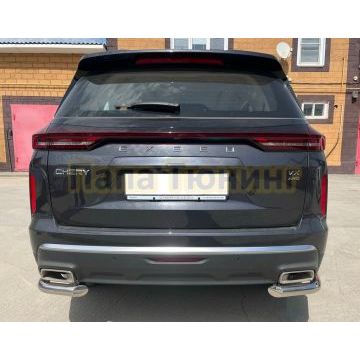 Защита заднего бампера угловая d60 Папа Тюнинг для CheryExeed VX 2022-