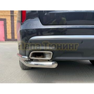Защита заднего бампера угловая двойная d60/42 Папа Тюнинг для CheryExeed VX 2022-