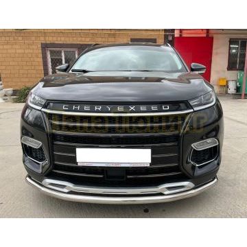 Защита переднего бампера ПапаТюнинг d53 для CheryExeed TXL 2020-