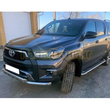 Защита переднего бампера с перемычками Папа Тюнинг d60/60 для Toyota Hilux Black Onyx 2020-