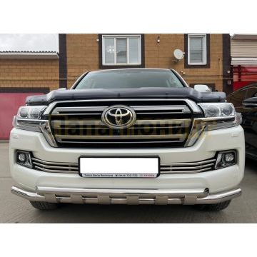 Защита переднего бампера с перемычками Папа Тюнинг d60/60 для Toyota Land Cruiser 200  2015-