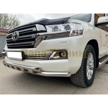 Защита переднего бампера с перемычками Папа Тюнинг d60/60 для Toyota Land Cruiser 200  2015-