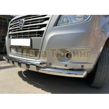 Защита переднего бампера с перемычками Папа Тюнинг d76/60 для ГАЗель Next 2014-
