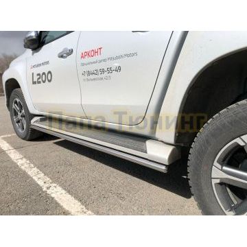 Защита штатного порога d42 Папа Тюнинг для Mitsubishi l200 2019-