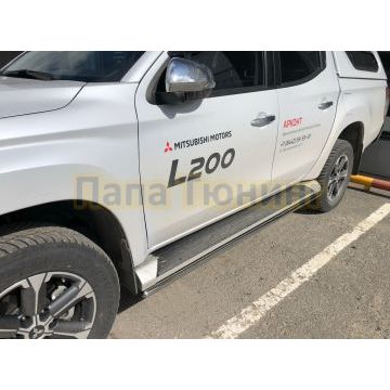 Защита штатного порога d42 Папа Тюнинг для Mitsubishi l200 2019-