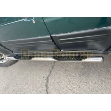 Пороги труба с проступью d76 Папа Тюнинг для Hyundai Galloper 1995-2003