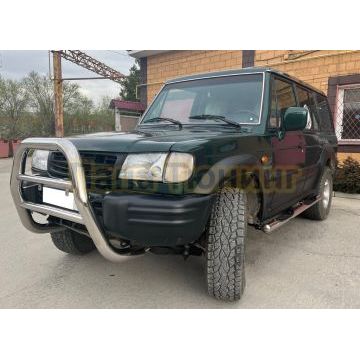 Пороги труба с проступью d76 Папа Тюнинг для Hyundai Galloper 1995-2003